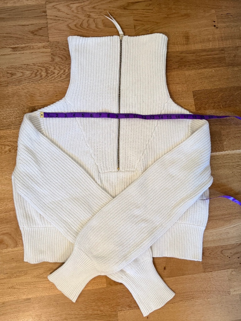Varley Mentone Half Zip Knit Sweater Pullover Cream Egret Cropped Small - Picture 4 of 9